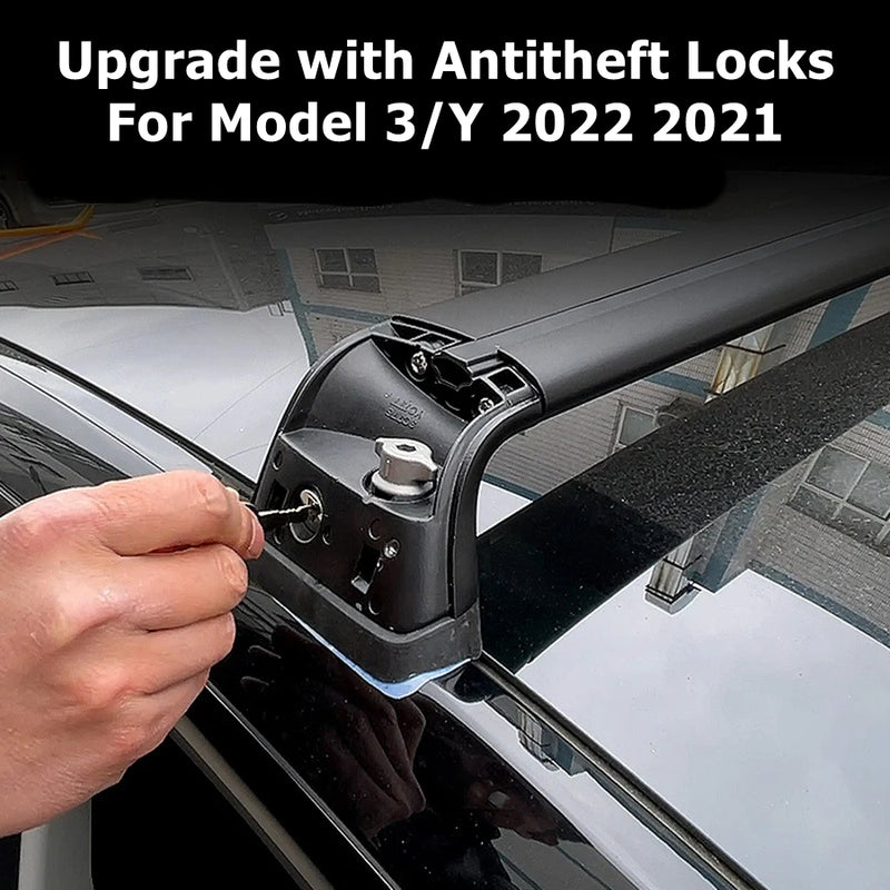 Upgrade Roof Rack Cross Bars with Antitheft Locks for Tesla Model Y Model 3 2023 Aluminum Cargo Carriers Rooftop Crossbar Holder